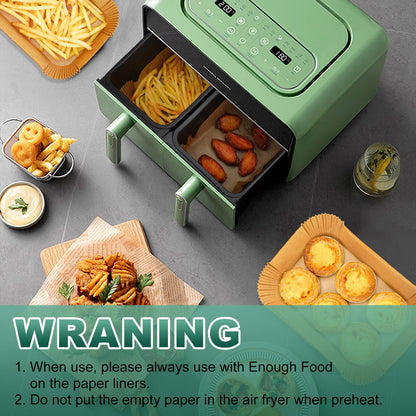 400 Pcs Air Fryer Paper Liners, 8" Square Air Fryer Liners Disposable, Heavy-Duty Parchment Paper for 5-8 qt Airfryer Basket, Non-Stick & Grease-Proof Baking Liner for Oven Pan