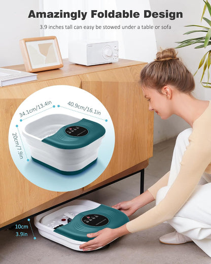 Foot Spa Bath Massager with Heat, Bubbles, Vibration, 8 Removeable Roller (not Motorized), Pedicure Foot Spa with 95-118℉ Temperature Control for Relaxing Feet at Home