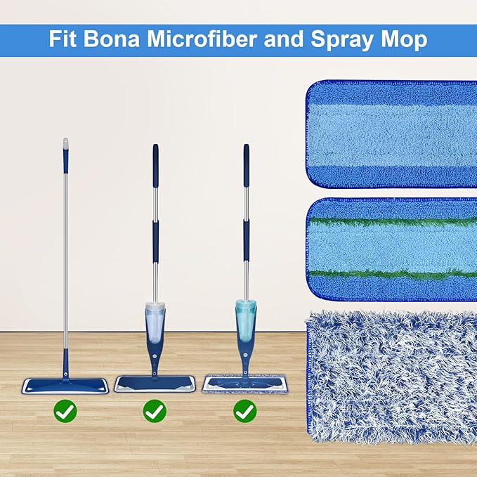 8 Pack Microfiber Cleaning Pad for Bona Mop Hardwood & Hard Surface Floors Dry