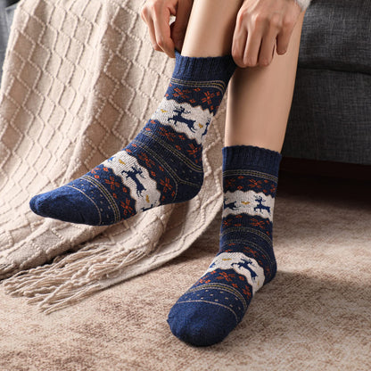 Nimalpal Wool Socks for Women - Wool Socks Soft 5 Pairs Womens Sock, Winter Hiking Cozy Sock Warm, Furry Deer