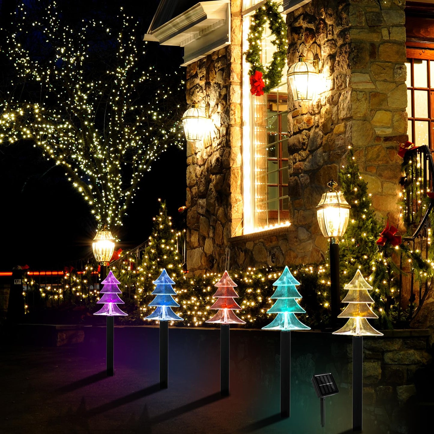 ILLUMINEW Christmas Solar Pathway Lights, Set of 10 Waterproof Landscape Christmas Lights, Stake Xtmas Decorations, LED Lamp for Yard Lawn Patio Walkway Decor