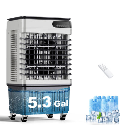 AKIRES 1800CFM Swamp Cooler,Evaporative Air Cooler with 5.3-Gal Water Tank,4 Ice Packs,Evaporative Cooler for Outdoor Patio Garage Commercial Industrial Use (29IN)
