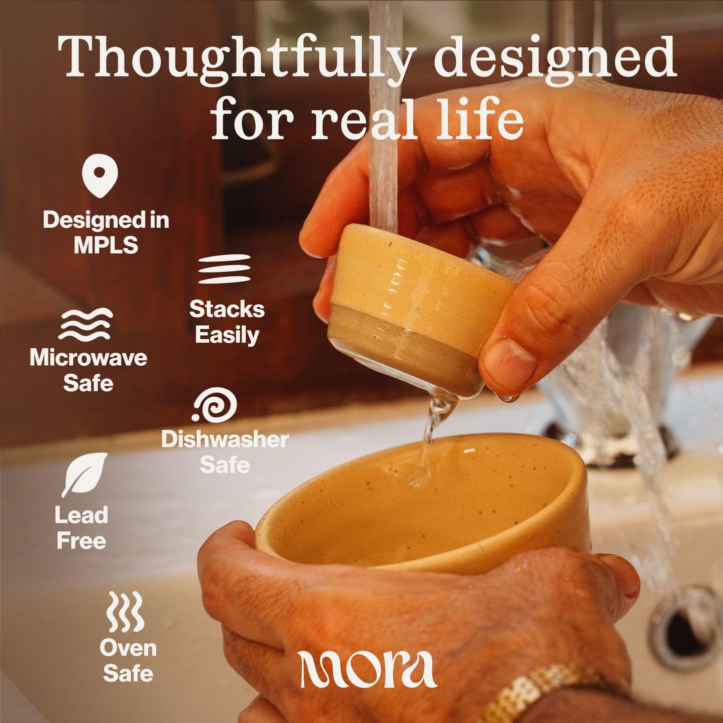 Mora Micro Ramekins Set of 4, 6oz Ceramic Pottery Baking Dishes - Microwave, Oven and Dishwasher Safe - Terracotta