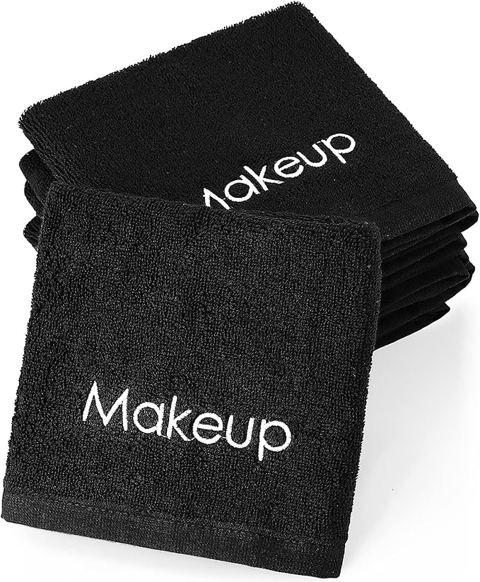 Panelee 12 Pcs Makeup Washcloths Bulk 13 Inch Black Makeup Towels Cotton Face