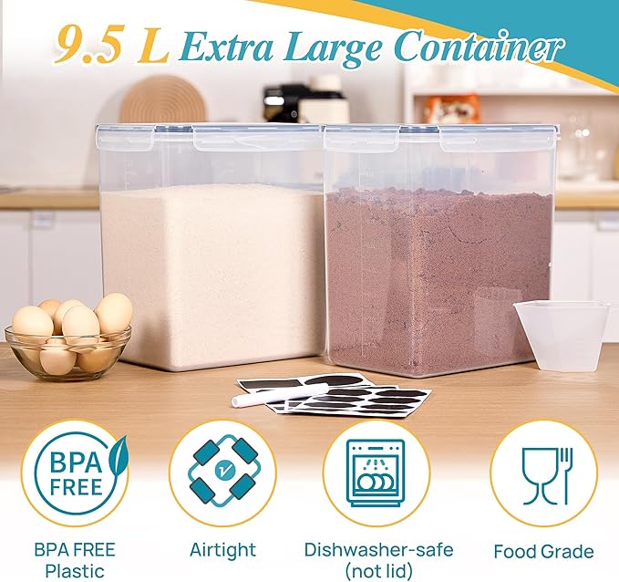 Vtopmart 9.5L 2 Pack Extra Large Flour Sugar Storage Containers