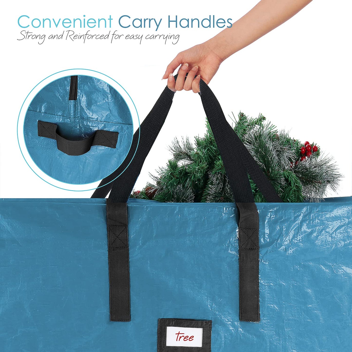 Hearth & Harbor 7.5 ft Christmas Tree Storage Bag - Artificial Christmas Tree Bag with Reinforced Handles, Dual Zipper, Wide Opening - Large Storage Container for Trees and Decorations, 2 Piece set