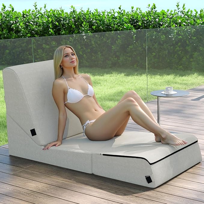 jela Outdoor Sofa, Waterproof Folding Lounge Chair and Sofa, UV Resistant Patio