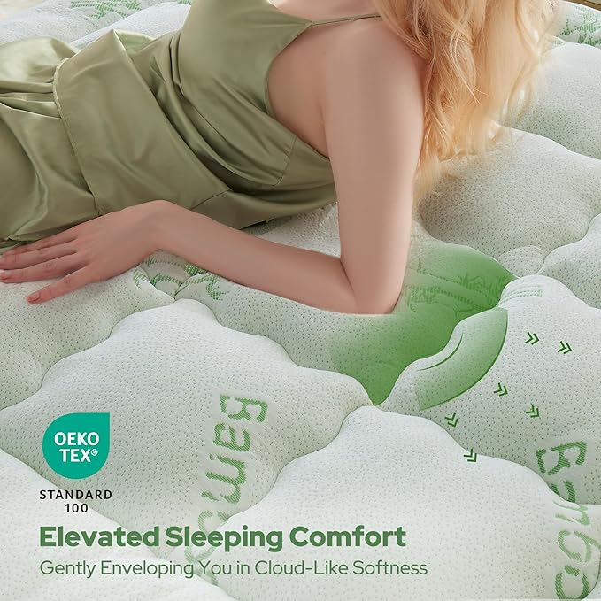BEDLORE King Mattress Topper Viscose Derived from Bamboo, Thick Pillow Top