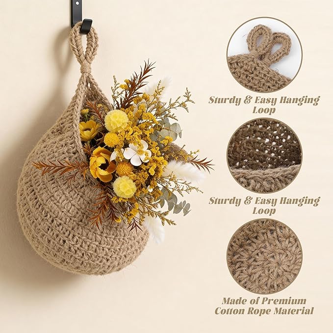 3 Pcs Larger Boho Wall Hanging Fruit Baskets