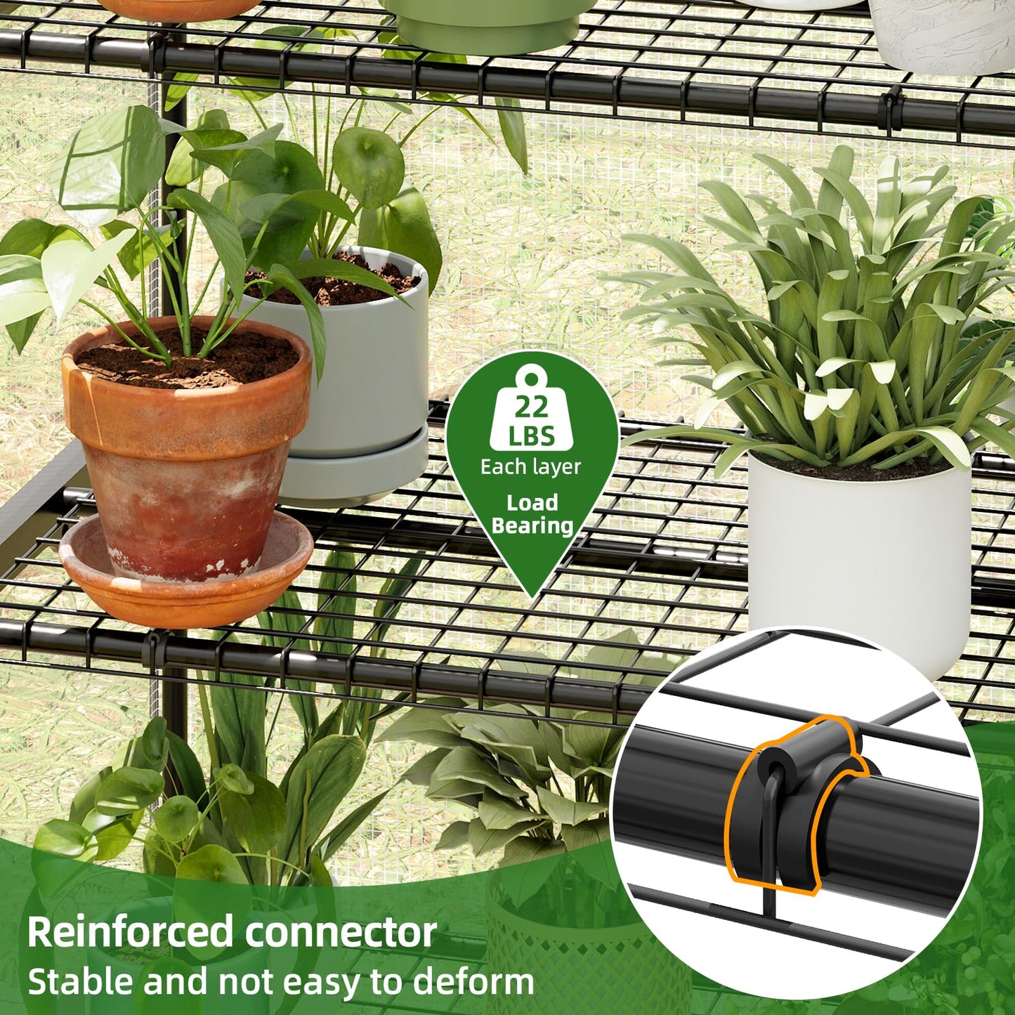 SUPERLELE 4 Tier Mini Greenhouse for Indoor Outdoor, 19.3x27.2x62in Portable Plant Greenhouse with Adjustable Shelves, Reinforced PE Mesh Cover, Heavy Duty Steel Frame, Waterproof for Balcony Patio