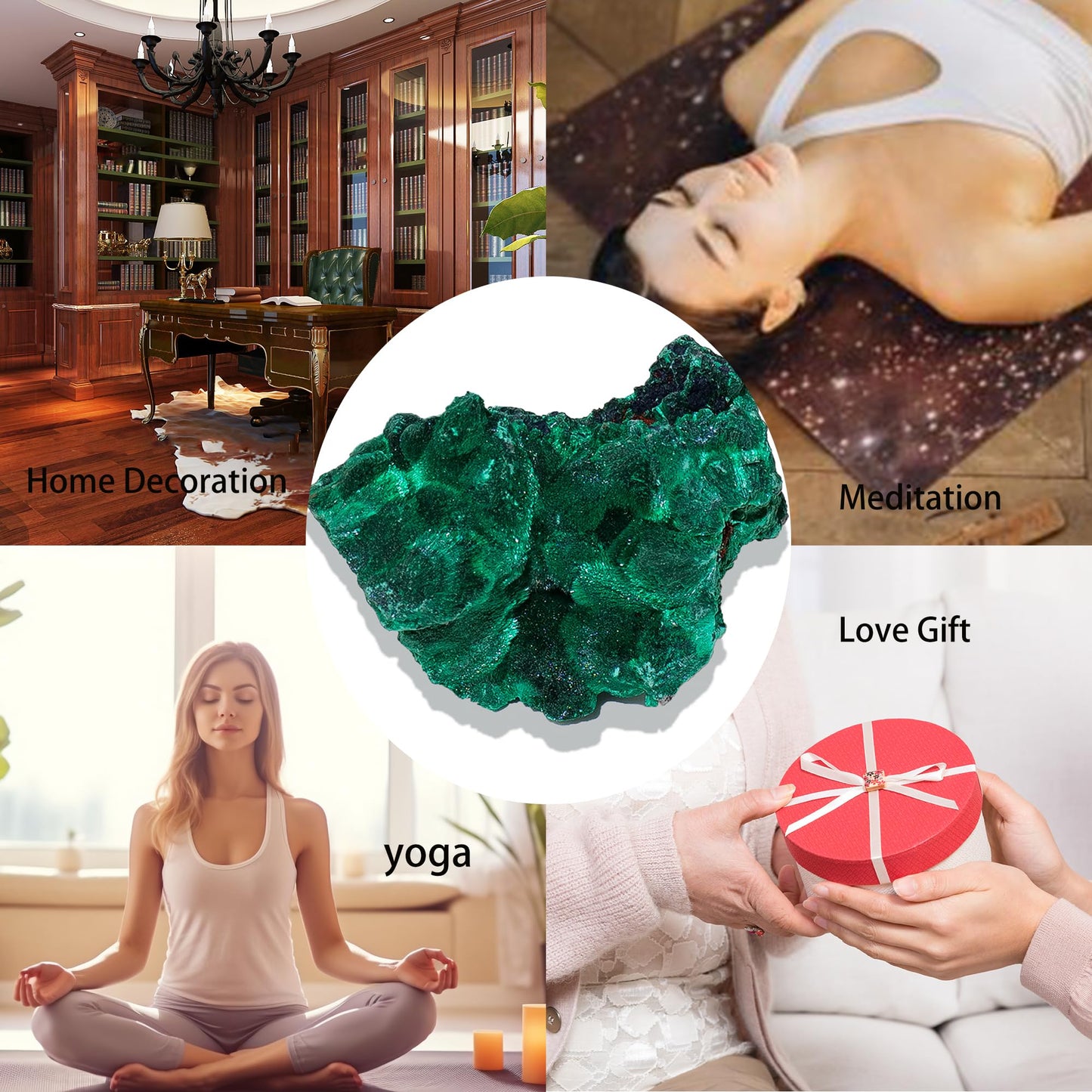 Apengshi 1.2-2'' Malachite Raw Stone Natural Crystal Healing Crystal and Stone Rough Rocks for Fountain Home Garden Decor Meditation