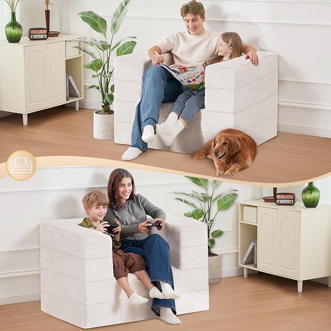 Futon Sofa Bed with Pillow, 3-in-1 Sleeper Sofa Bed with Removable Cover