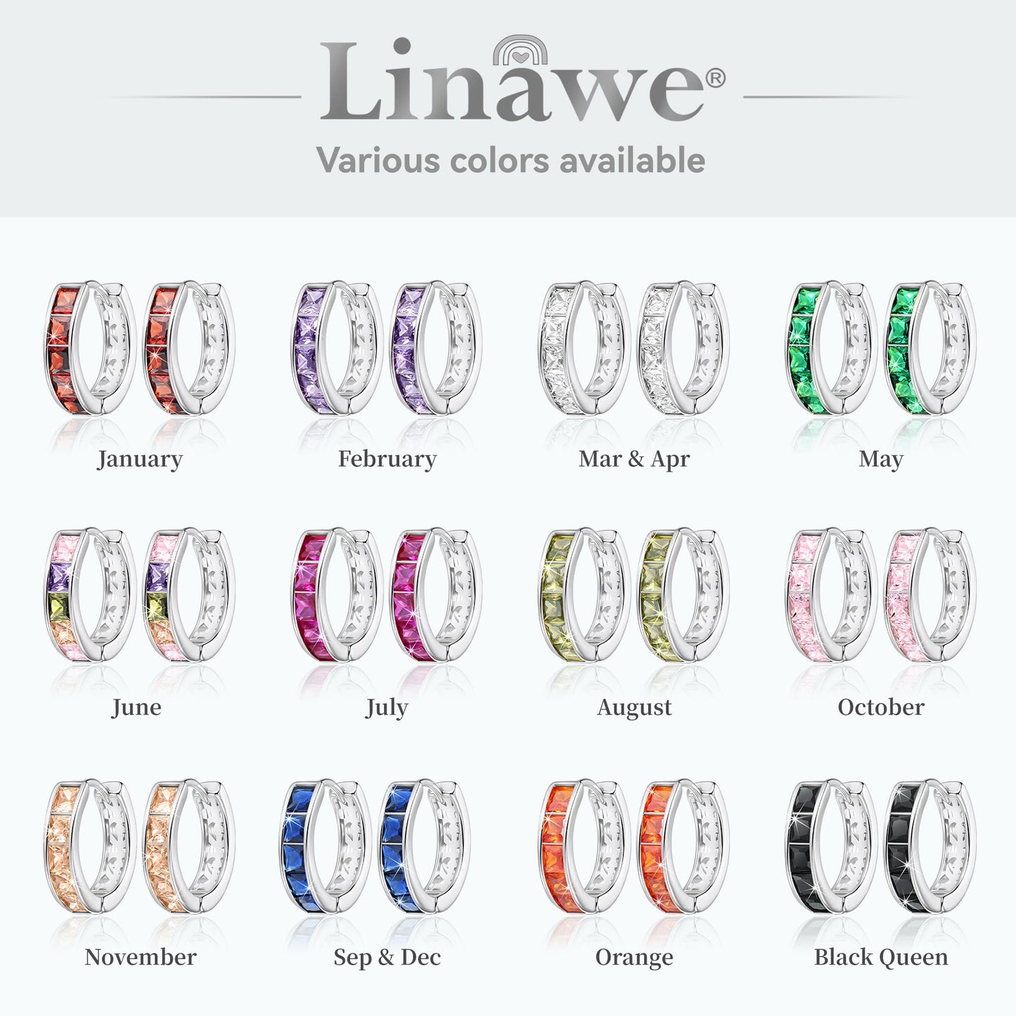 Linawe Silver Hoop Earrings for Women Trendy, Pink Cubic Zirconia Moissanite Earrings Studs, Flat Back Helix Pride Cute Small Huggie Earrings, Cartilage Cuff Ear Piercing Nap