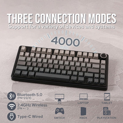 EPOMAKER x Aula F75 Gasket Mechanical Keyboard, 75% Wireless Hot Swappable Gaming Keyboard with Five-Layer Padding&Knob, Bluetooth/2.4GHz/USB-C, RGB (Light Blue, LEOBOG Reaper Switch)