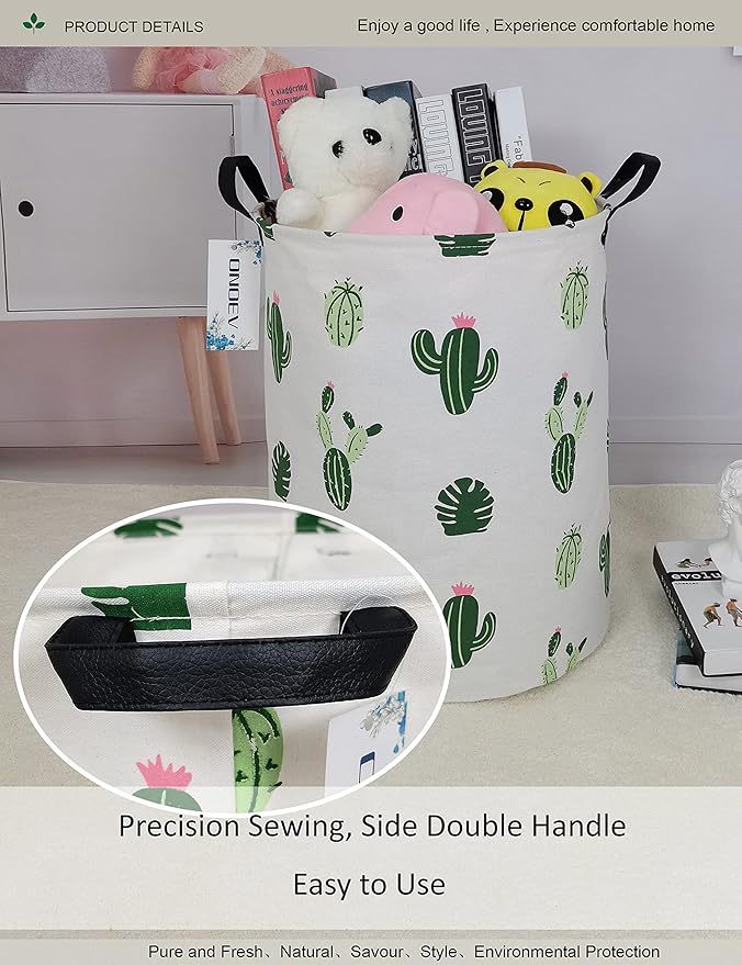 Round Fabric Storage Bin, Decorative Basket, Organizer Basket
