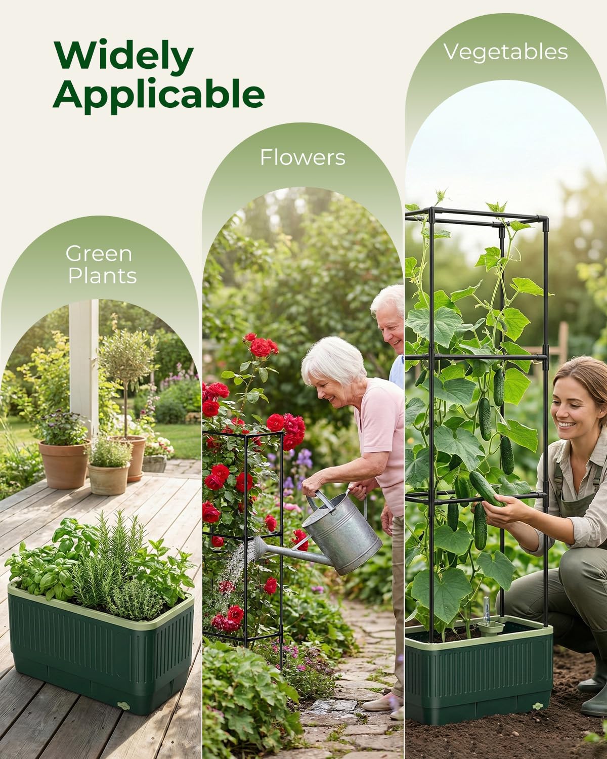 Tomato Planter with Trellis, Self Watering Planter Box with Trellis, Vertical Raised Garden Bed Planter for Climbing Vegetables Indoor Outdoor Patio