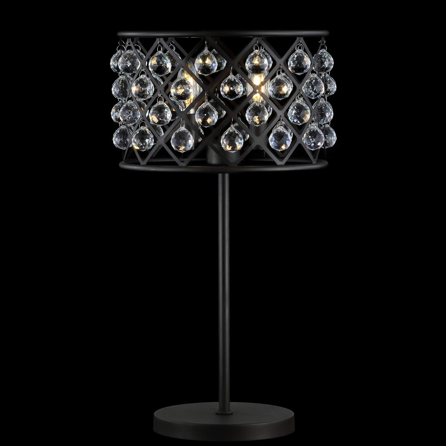 JONATHAN Y 22.5" Oil Rubbed Bronze 2-Light Crystal and Iron Table Lamp, Modern Glam Bedside Nightstand Lamp with Clear Crystal Spheres, UL Listed, LED Bulbs Included JYL9022A