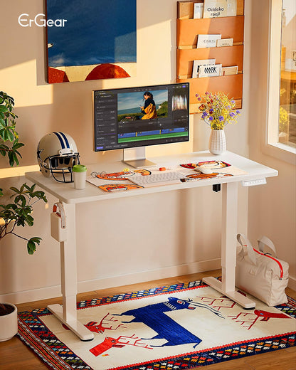ErGear Height Adjustable Electric Standing Desk, 48 x 24 Inches Sit Stand up Desk, Memory Computer Home Office Desk, White