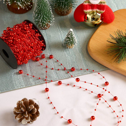 Pangda 65.6 ft Artificial Pearl Beads Garland for Christmas Tree Plastic Beaded String Strands Chain Ornament for Wedding Halloween Party Decoration Bridal Bouquet Craft Flower DIY Supplies(Red)