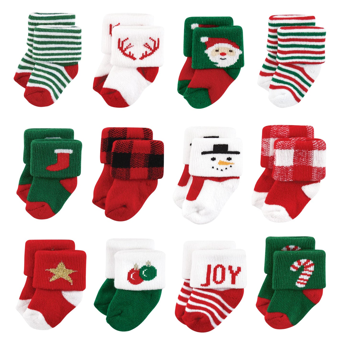 Hudson Baby Girls Unisex Cotton Rich Newborn And Terry Socks, 12 Days Of Christmas Santa, 12-24 Months, 12 Days Of Christmas Santa, 12-24 Months US