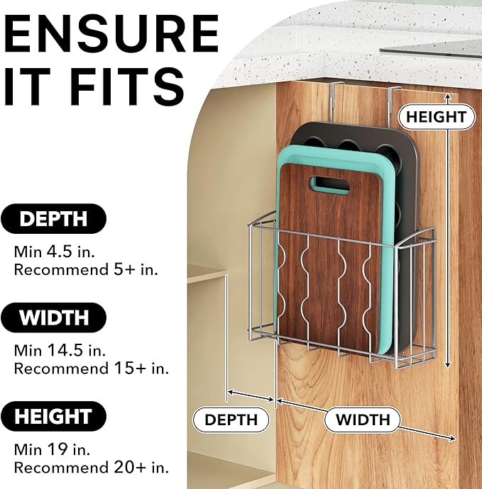 Simple Houseware Over the Cabinet Door Organizer Holder 2 Pack 13.5" Wx4.25