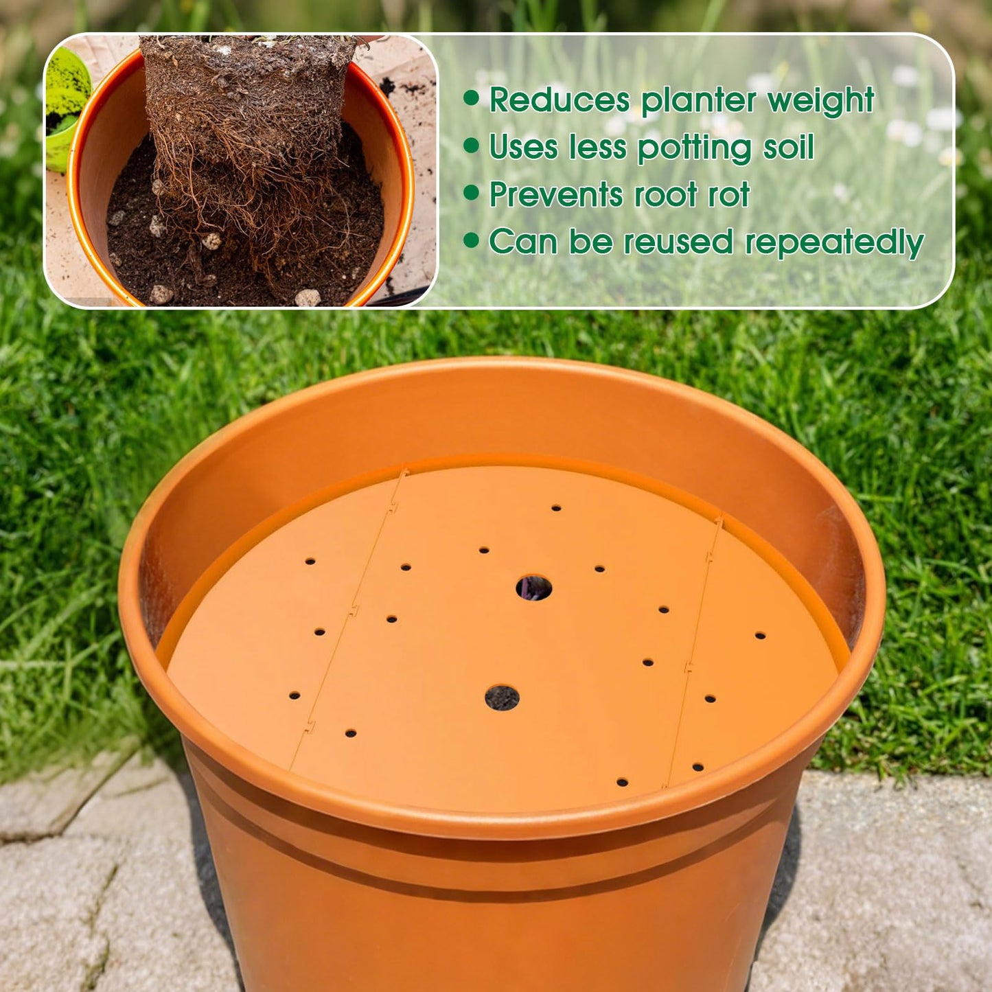 Tryitsbest Round Planter Insert for Large Pots, 18" Tall Flower Pot Fillers for Planters with Drainage Holes for Indoor Outdoor Gardening Plants Container (1 Pack, 18 inch)