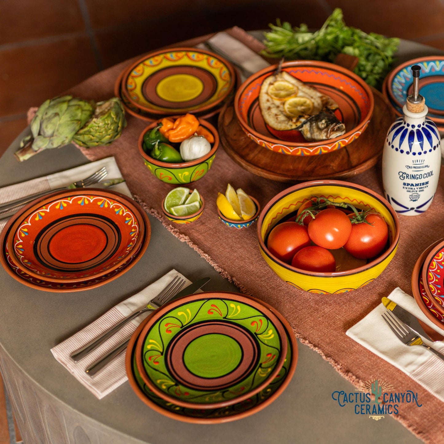 Cactus Canyon Ceramics Spanish Terracotta 5-Piece Tiny Super Small Mini-Bowl (Pinch Bowls) Set, Multicolor