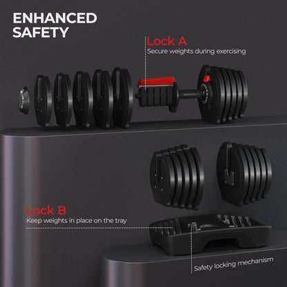 Yaheetech Adjustable Dumbbell Set 28/40/52.5/90LBS Adjustable Dumbbells Fast Adjust Dumbbell Weight Set with Anti-Slip Handle and Tray for Men/Women Home Gym Strength Training Equipment Single/Pair