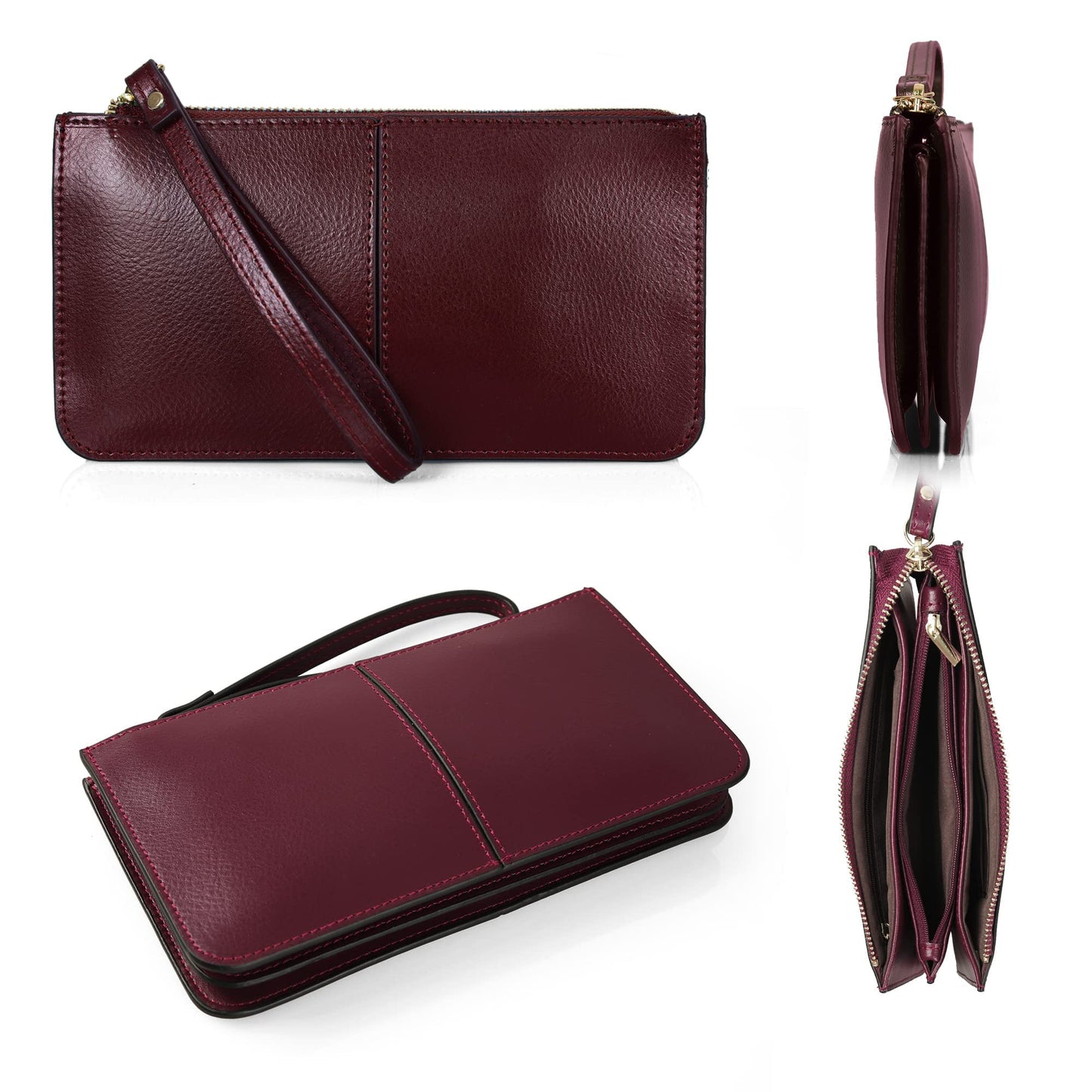 befen Wristlet Bags Women's Genuine Leather Wristlet Clutch Cell Phone Bag Ladies Purse with Tassel Wrist Strap & Card Slots, Zip Pocket Coins Compartment