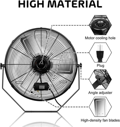 Simple Deluxe 24 Inch Industrial Wall Mount 3 Speed Commercial Ventilation Metal Fan for Warehouse, Workshop, Factory and Basement, Black