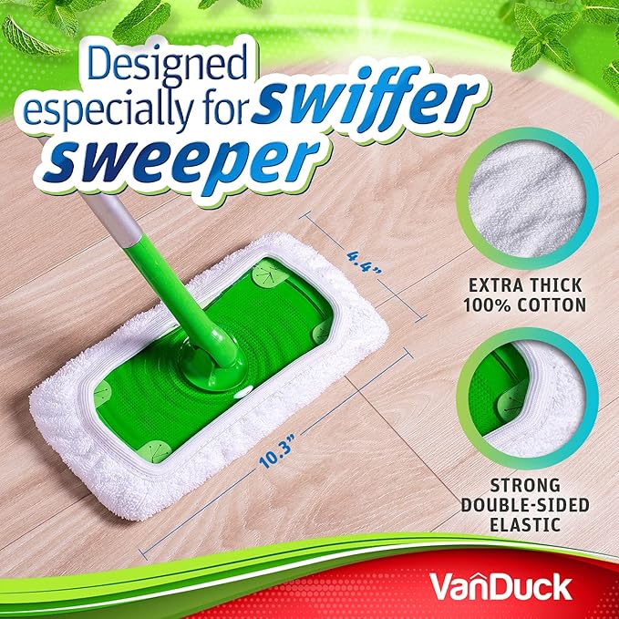 VanDuck Reusable 100% Cotton Mop Pads Compatible