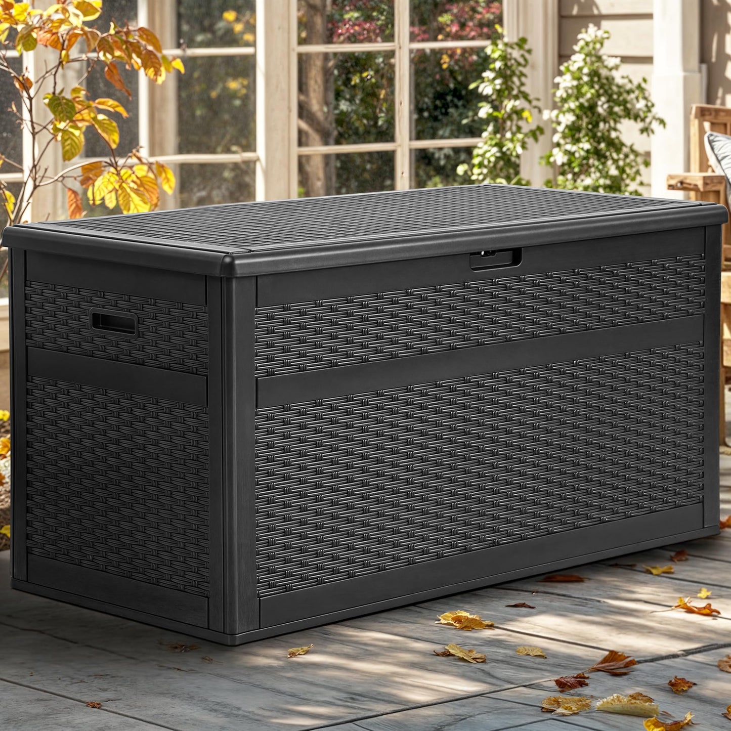 YITAHOME 230 Gallon Double-Wall Deck Box with Divider & Side Handles, Outdoor Large Storage for Patio Furniture Cushions, Garden Pool Accessories, Water Resistant & Lockable