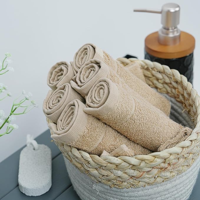 Tens Towels Pack of 24 Washcloths, 12 x 12 Inches, Lighter Weight, Quick to Dry