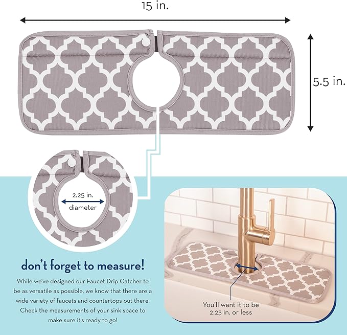 S&T INC. Microfiber Kitchen Faucet Sink Mat Drip and Splash Catcher