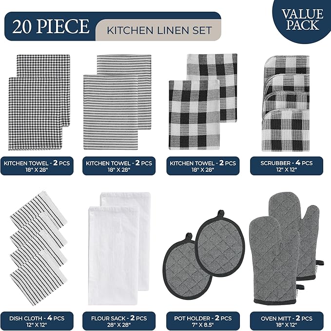 LANE LINEN Kitchen Towels & Dishcloths Set