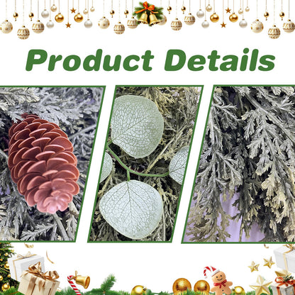Gudegou 6FT Christmas Garland, Cedar Garlands with Eucalyptus,Artificial Pine Garland Christmas Decorations for Mantle Fireplace Outdoor Staircase