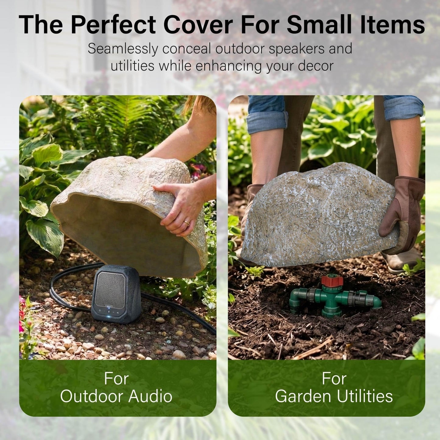 NUPICK Small Fake Rock Cover, Gray Artificial Landscape Rocks for Sprinkler Valves, 13"x10"x5" Lightweight & Durable Outdoor Decorative Stones for Garden, Pipeline, Patio, Poolside & Porch