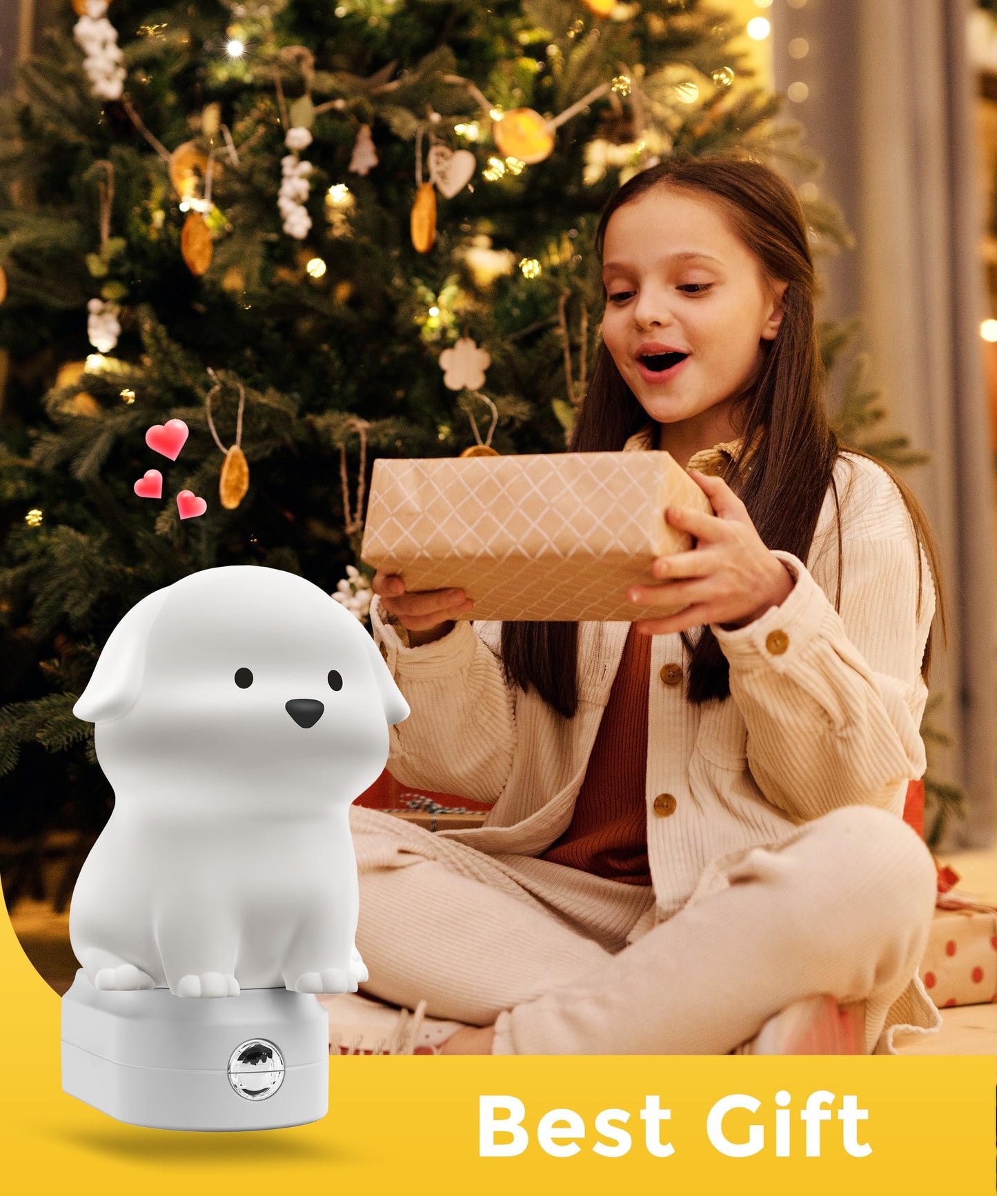 L LOHAS LED Plug in Night Light for Kids, 3D Cute Puppy Night Lights with Dusk to Dawn Sensor, RGB+Soft White 3000K Dog Night Light, Christmas Birthday Gift Nightlight for Kids, Room Decor