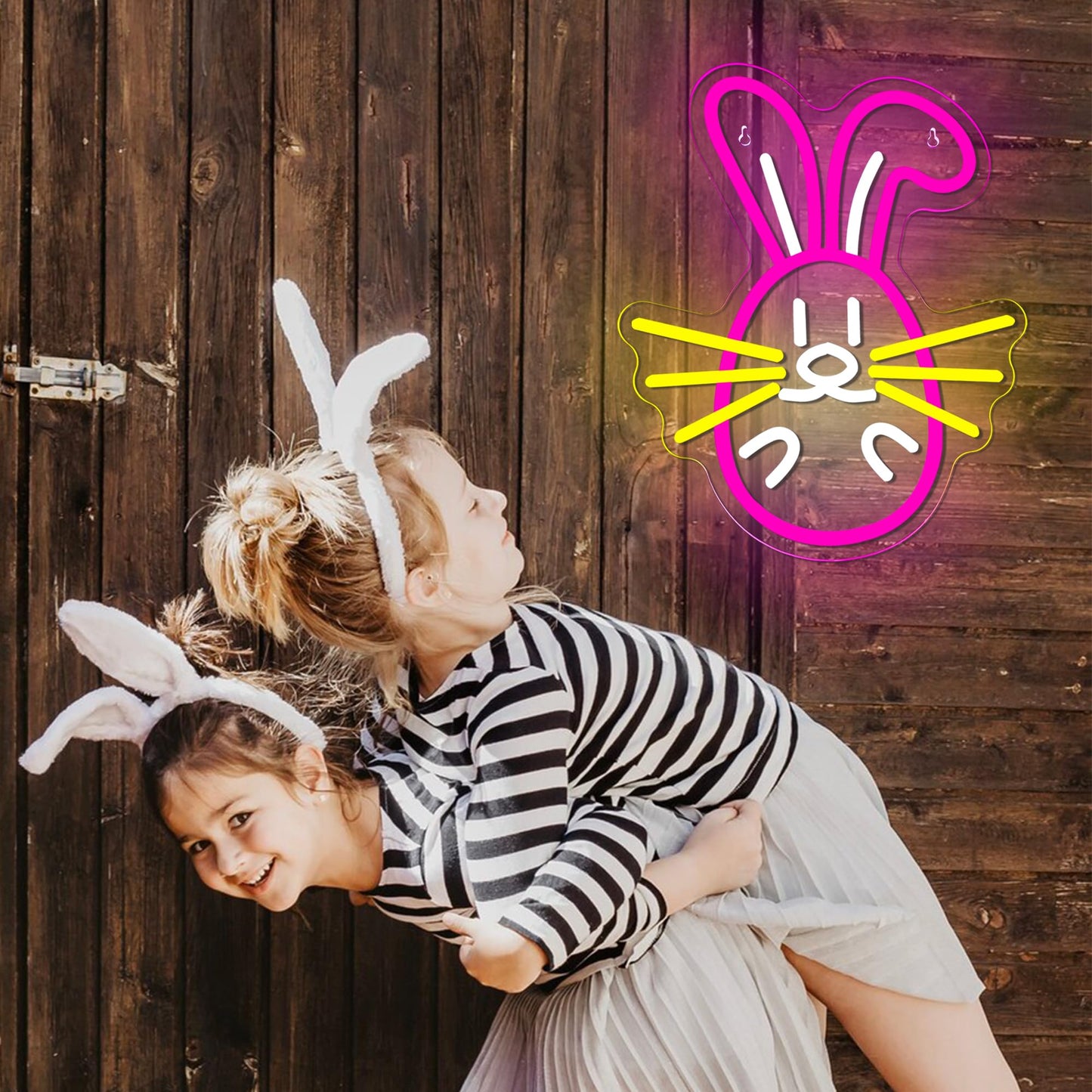 Easter Bunny Neon Sign, LED Dimmable Pink Easter Rabbit Bunny Neon Light for Wall Decor Neon Light Sign for Bedroom Bar Party Home Decor Kid Gift(11 * 13.3in)