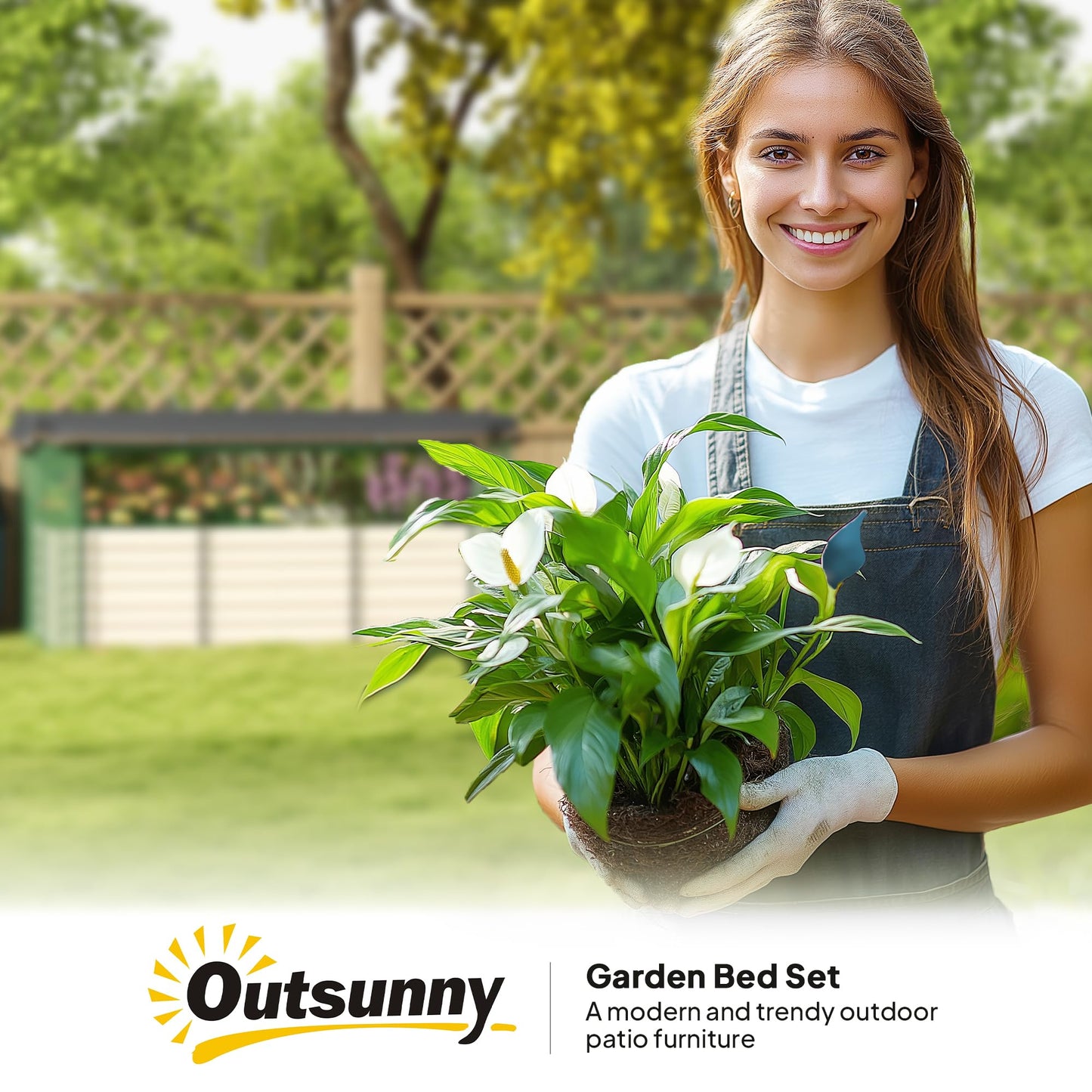 Outsunny 7.3 x 3.4 x 2 ft Galvanized Raised Garden Bed with Crop Cage Plant Protection Net and Shade Cloth Roof, Metal Planter Box with Cover for Vegetables, Flowers, Herbs, Beige
