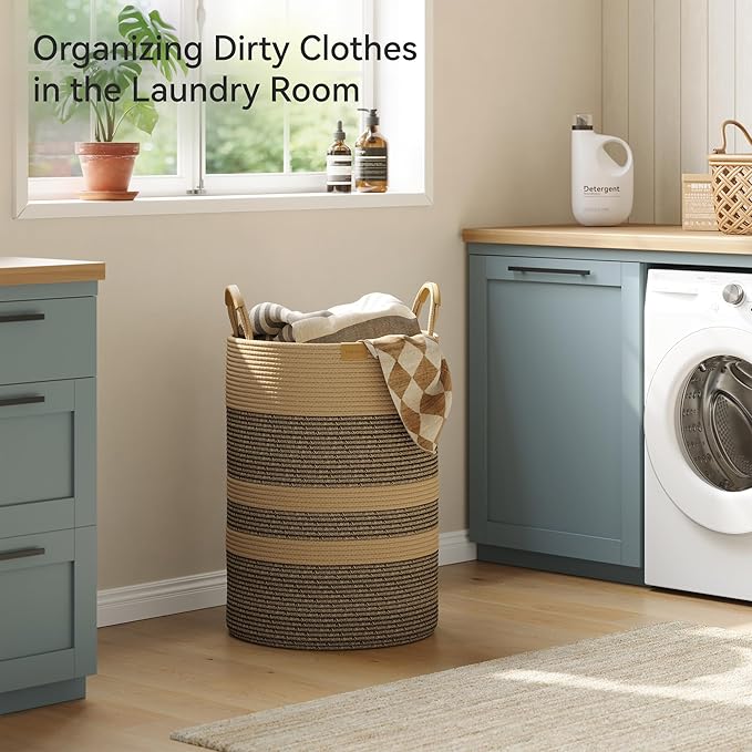 95L Striped Laundry Hamper