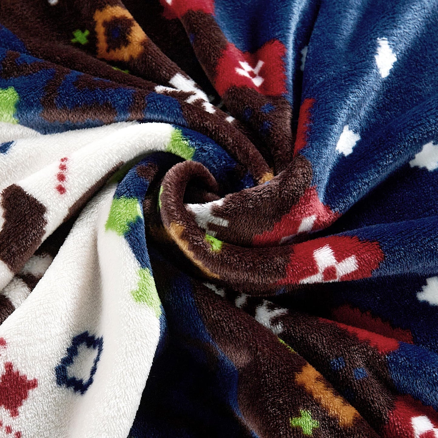 Home Soft Things Christmas Collection Flannel Fleece Blanket, Queen, Blue Christmas Deer, 90" x 90", Winter Warm Cozy Throw Blanket for Bed Home Décor