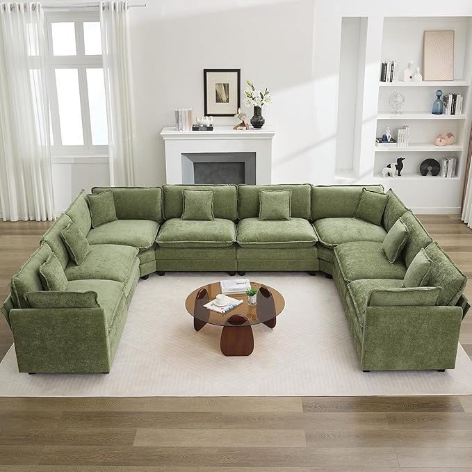 147'' Oversized U Shaped Cloud Sectional Sofa, Chenille Deep Seat Couches