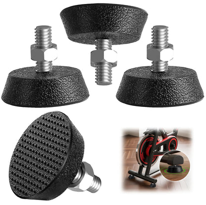 Ztzfacai 4 Pack Exercise Bike Support Foot Pad for Peloton Bike, Upgraded Stainless Steel 3/8" Leveling Screws, Rubber Spin Bike Foot Pads, Non-Slip Shock-Absorbing Replacement Parts, Noise Reduction