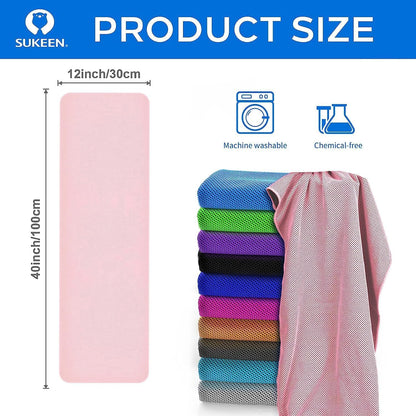 Sukeen 4 Pack Cooling Towels (40"x12") for Neck and Face, Cooling Neck Wraps, Breathable Cooling Towel for Hot Weather, Sweat Towels for Yoga, Sports, Golf, Gym, Camping, Running, Fitness, Workout