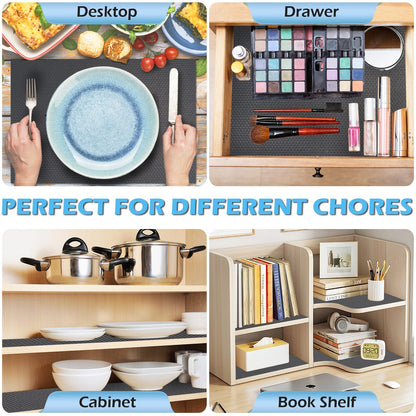 MooiFun Drawer Liners, Waterproof Shelf Liner, Anti-Slip Non-Adhesive BPA Free Kitchen Cupboard Cabinet Liner Refridge Fridge Mats Sink Protector Strong Durable for Home Office (20" x 240"/Grey)