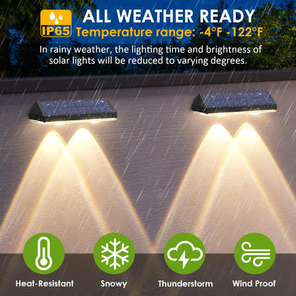 Solar Fence Lights Outdoor - 2700/4000/6000K 3 Mode, IP65 Waterproof Fence Solar Lights Outdoor, Fence Light Solar Powered for Outside, Backyard/Railing/Step/Patio/Wall and home improvement(8 pack)