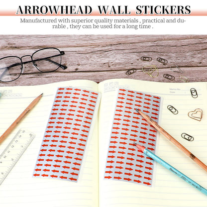 500pcs Red Arrow Stickers Small Arrow Labels Stickers 1/2 Inch Self Adhesive Arrows Vinyl Small Rectangle Arrows, (5 Sheets, 100pcs/Sheet)