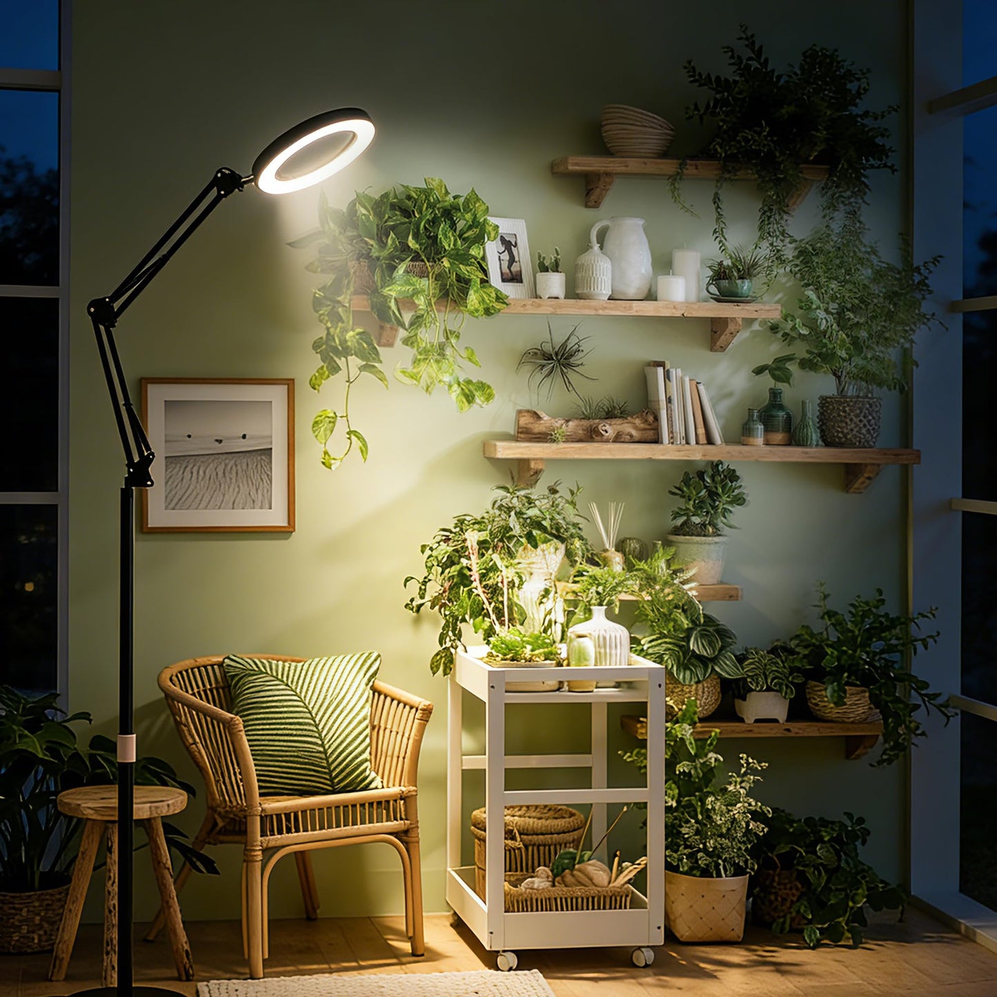 LETKEYS Floor Grow Lights for Indoor Plants, 10in Head Full Spectrum LED Plant Light with Stand, 10 Dimmable Levels & 3 Lighting Modes, Auto On Off Timer 3/9/12H, 36.6-66.6" Adjustable Height, Black