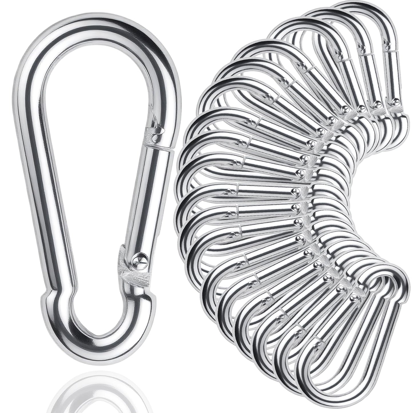 30Pack Heavy Duty Spring Snap Hooks 4Inch, 3/8” Carabiner Clips for Swing, Large Steel Chain Quick Links Safety Buckle Connector for Hammock Fitness Gym Outdoor Boating, M10 Snap Hook Carabiners